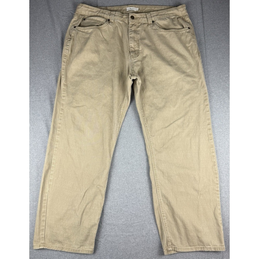 True Craft Relaxed Fit Khaki Jeans Mens 38x30 Stretch Tan Casual Pants